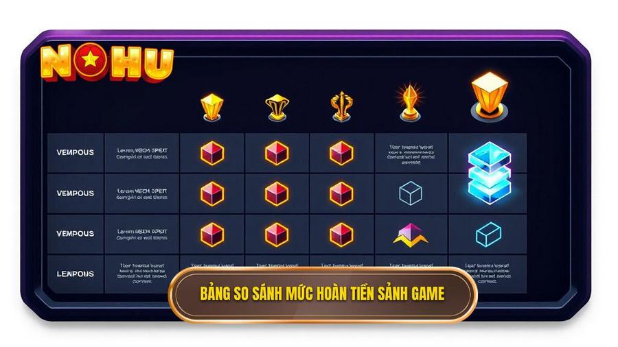 Bảng so sánh mức hoàn tiền sảnh game